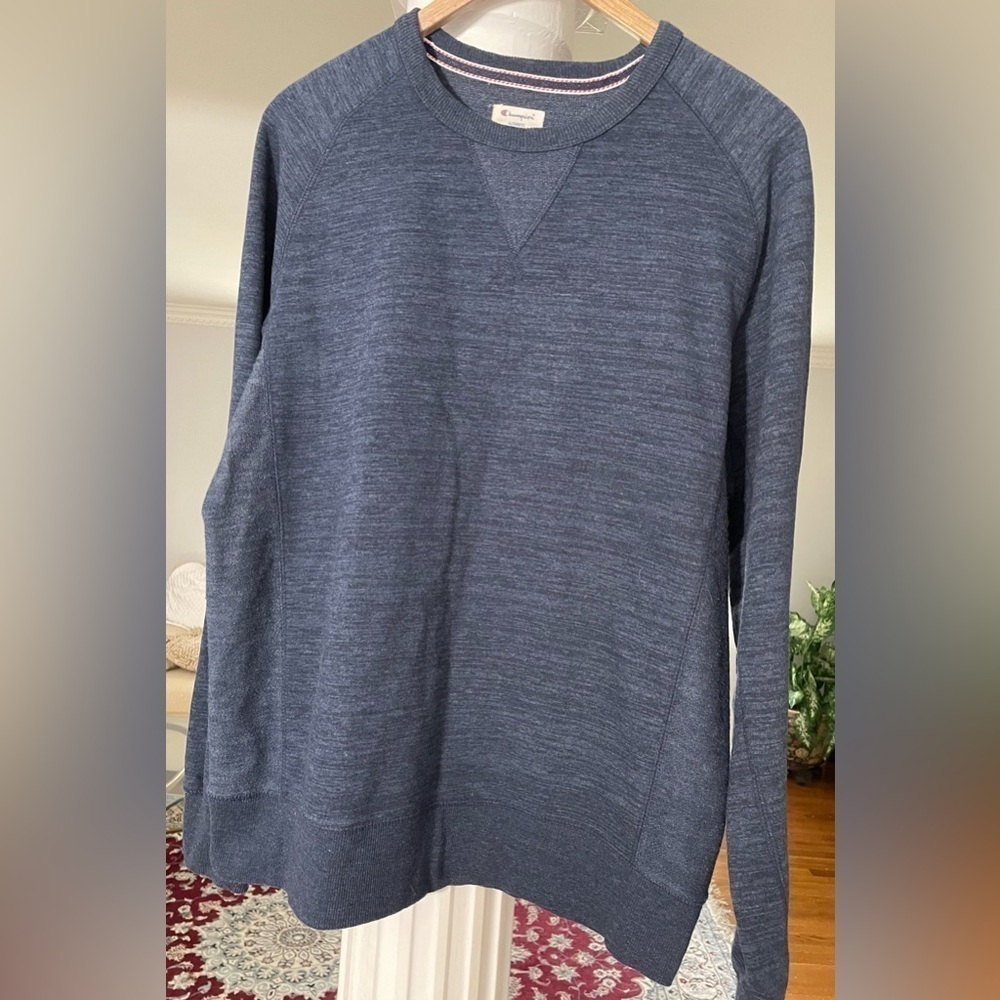 Champion Authentic men’s long sleeve, blue , size Large pullover sweater/